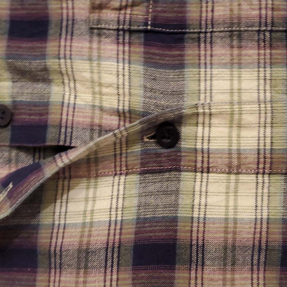 Northern Reflections 100% cotton purple plaid button down